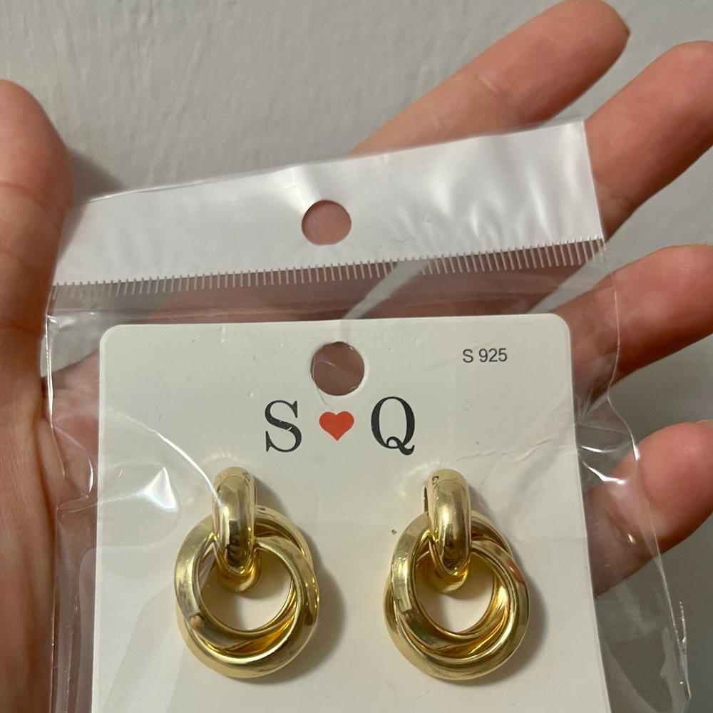 Gold-tone door knocker earrings